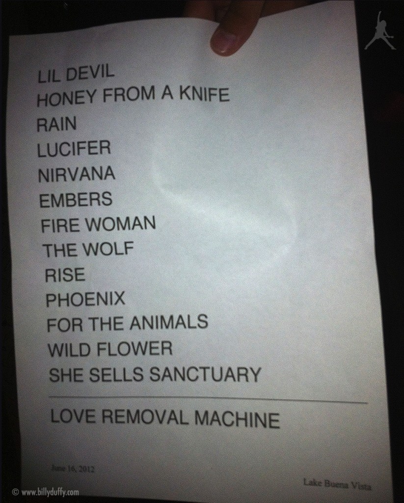 The Cult Set List 16-06-2012