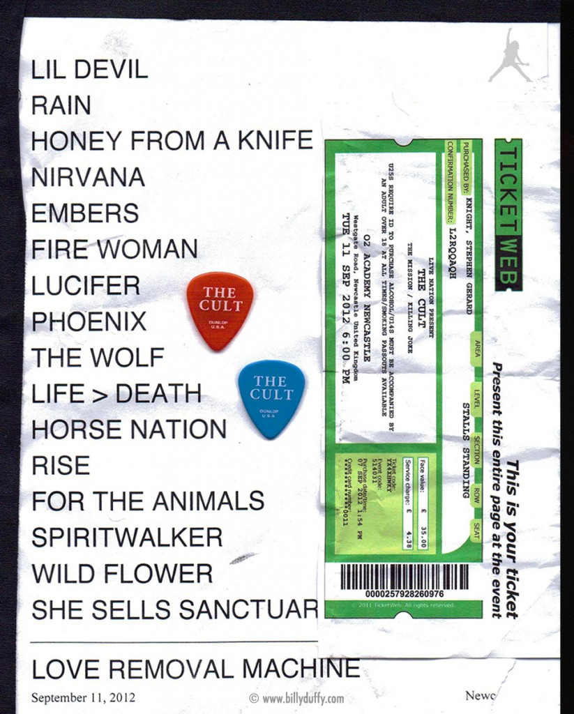 The Cult Set List 11-09-2012