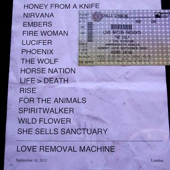 The Cult Set List 16-09-2012