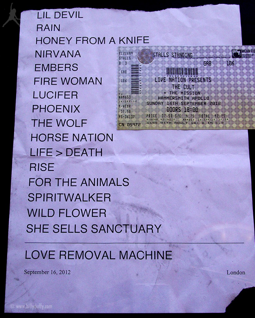 The Cult Set List 16-09-2012