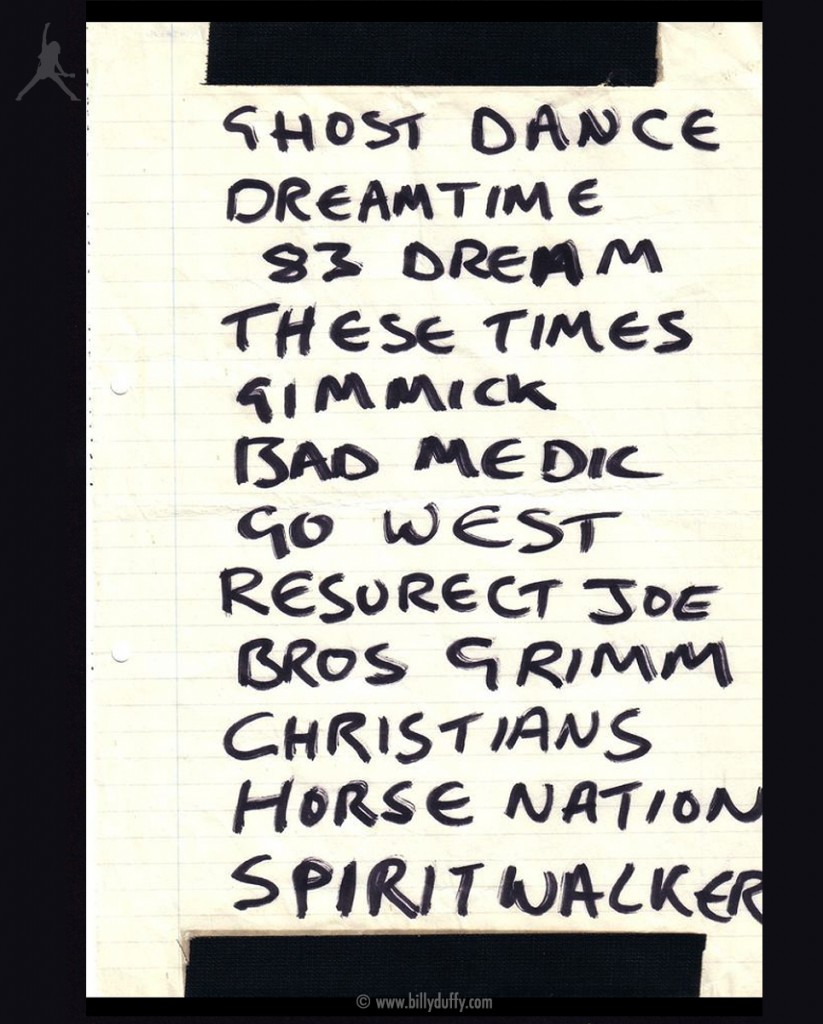 The Cult Set List circa 1984