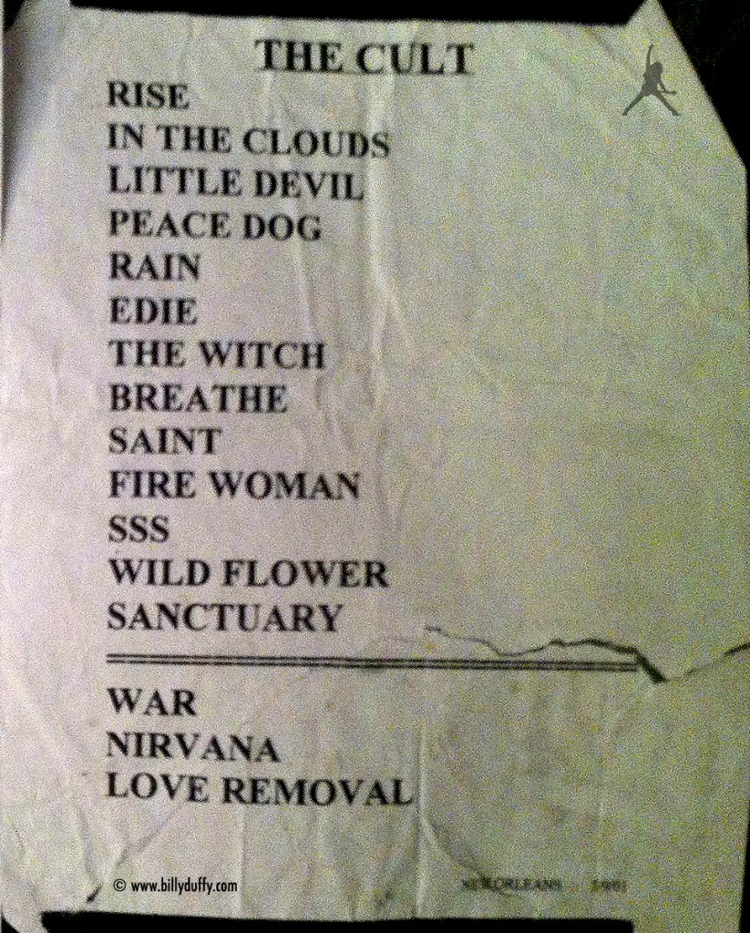 The Cult Set List 09-05-2001