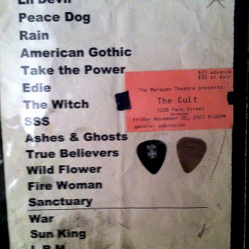 The Cult Set List 30-11-2001