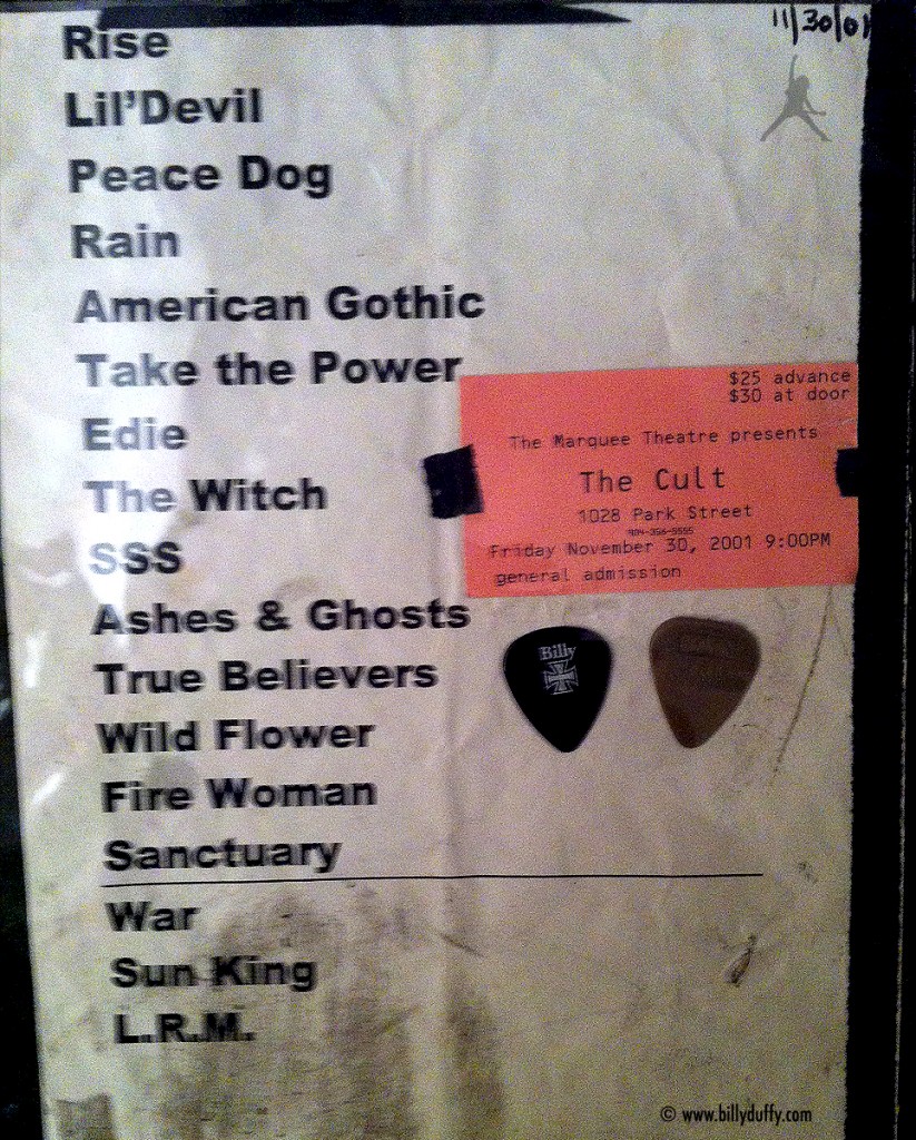 The Cult Set List 30-11-2001