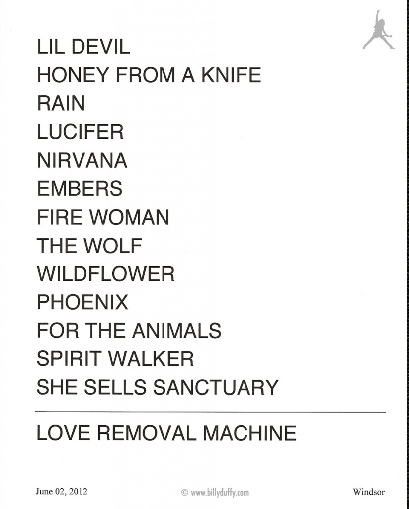 The Cult set list 02-06-2012