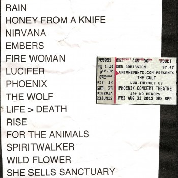 The Cult set list 31-08-2012