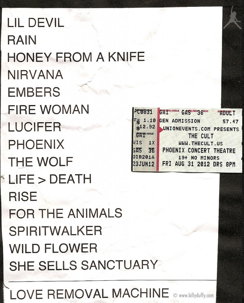 The Cult set list 31-08-2012