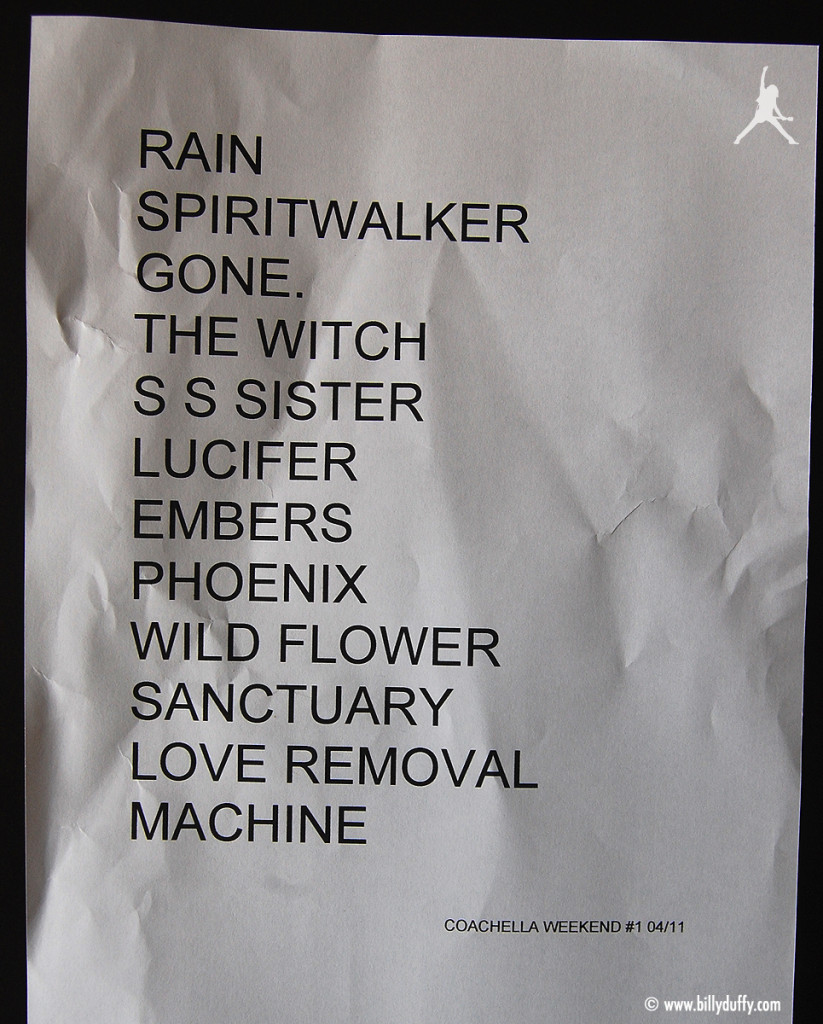 The Cult Set List 11-04-2014 (Coachella Week 1)