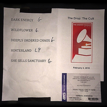 The Cult Set List at ‘Hidden City’ Launch 04-02-2016