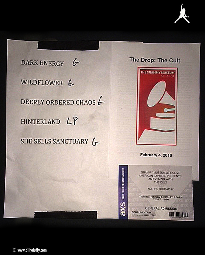 The Cult Set List 04-02-2016 'Hidden City' Launch