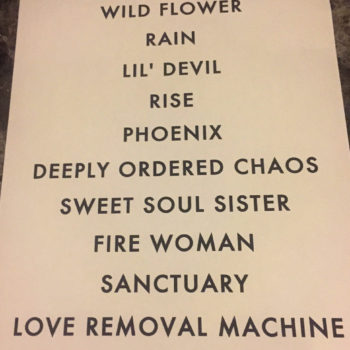 The Cult set list 03-08-2016