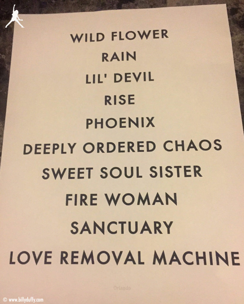 The Cult set list 03-08-2016