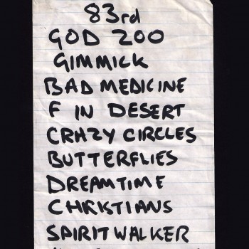 Billy’s Cult Set List from 1984