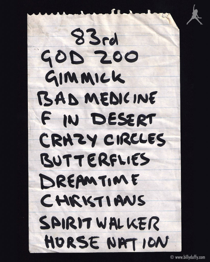 Billy Duffy's Cult Set List from 1984