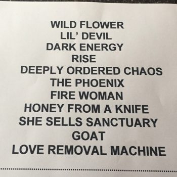 The Cult Set list 05-05-2017