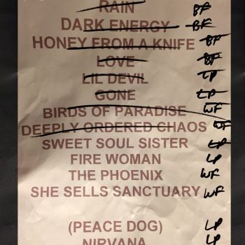 The Cult set list 12-05-2017