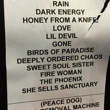 The Cult set list 13-05-2017