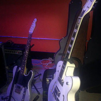 Billy Duffy's Gretsch White Falcon and Nash Esquire guitars