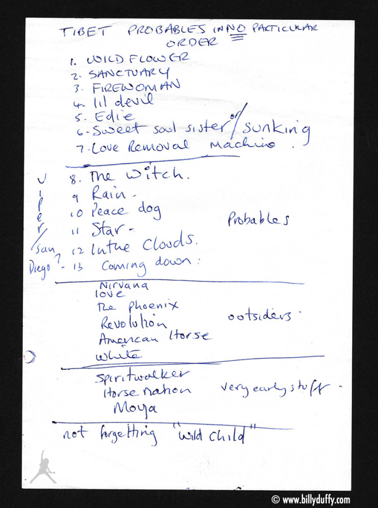 Set Ideas for the Tibetan Freedom Concert 1999