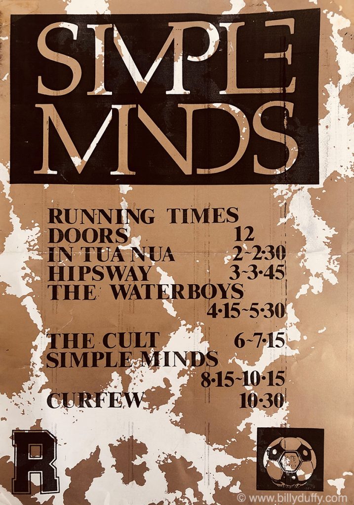 Running Times supporting Simple Minds – Glasgow 1986