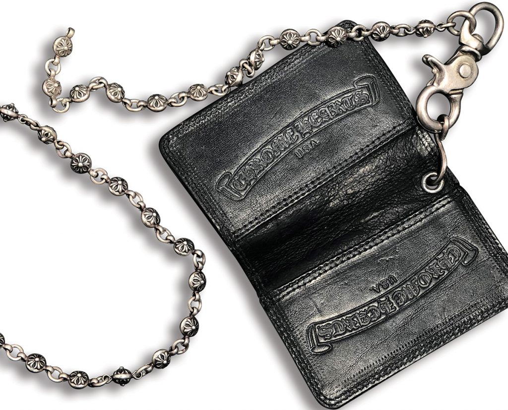 Billy Duffy's Chrome Hearts wallet and chain