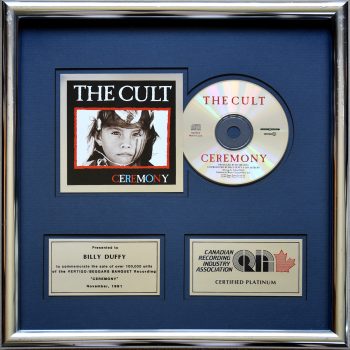 Billy’s Canadian Platinum Disc for The Cult ‘Ceremony’