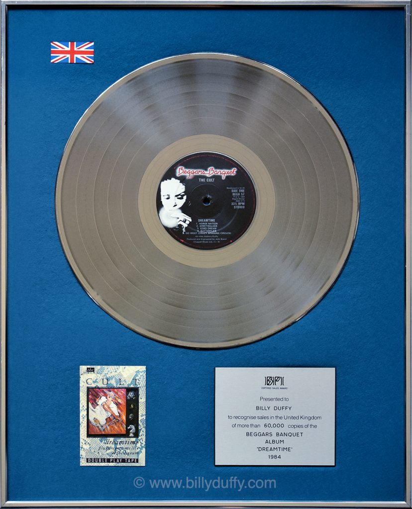 Billy Duffy's UK Silver Disc for The Cult 'Dreamtime' album