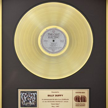 Billy’s Canadian Gold Disc for The Cult ‘Electric’