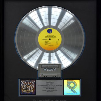 Billy’s US  Platinum Disc for The Cult ‘Electric’