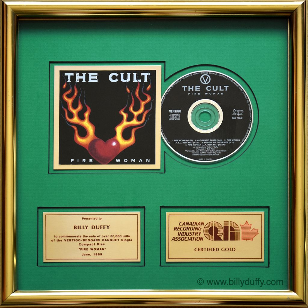 Billy's 'Fire Woman' Gold Disc