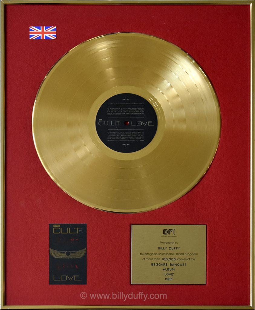 Billy Duffy's UK Gold Disc for The Cult 'Love' album