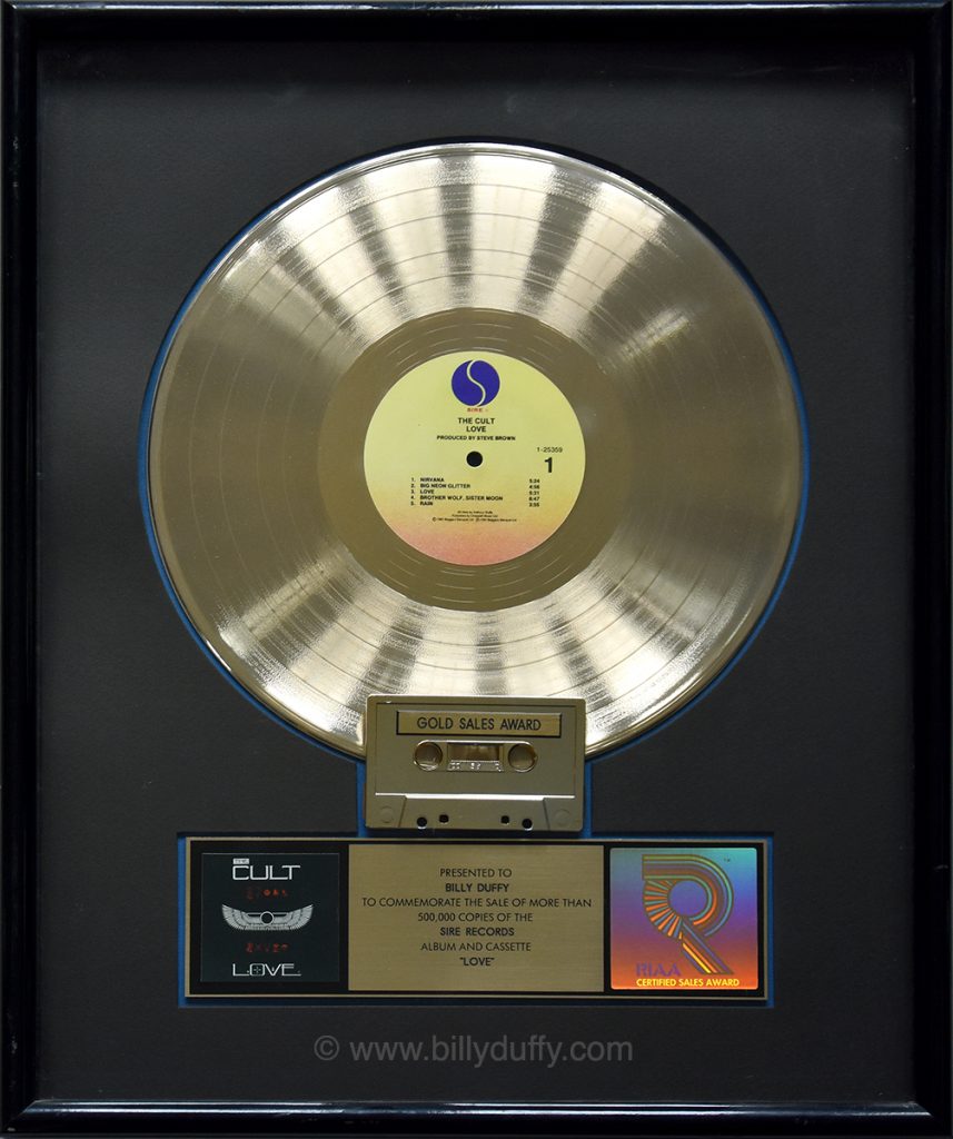 Billy Duffy's US Gold Disc for The Cult 'Love' album