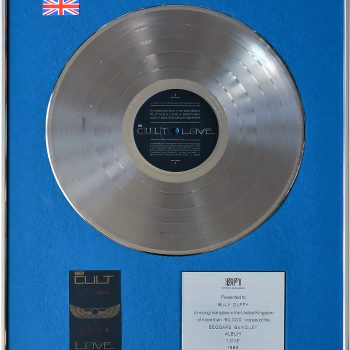 Billy’s UK Silver Disc for The Cult ‘Love’