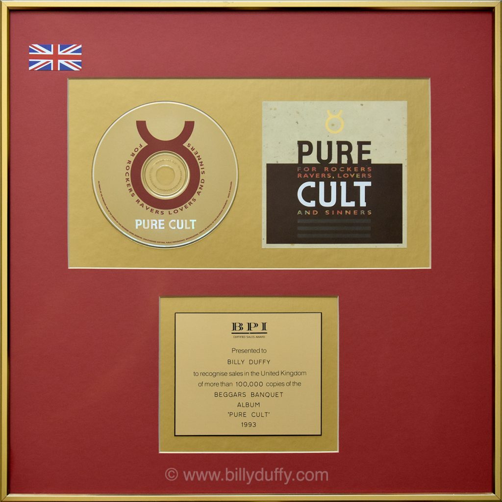 Billy's UK 'Pure Cult' Gold Disc