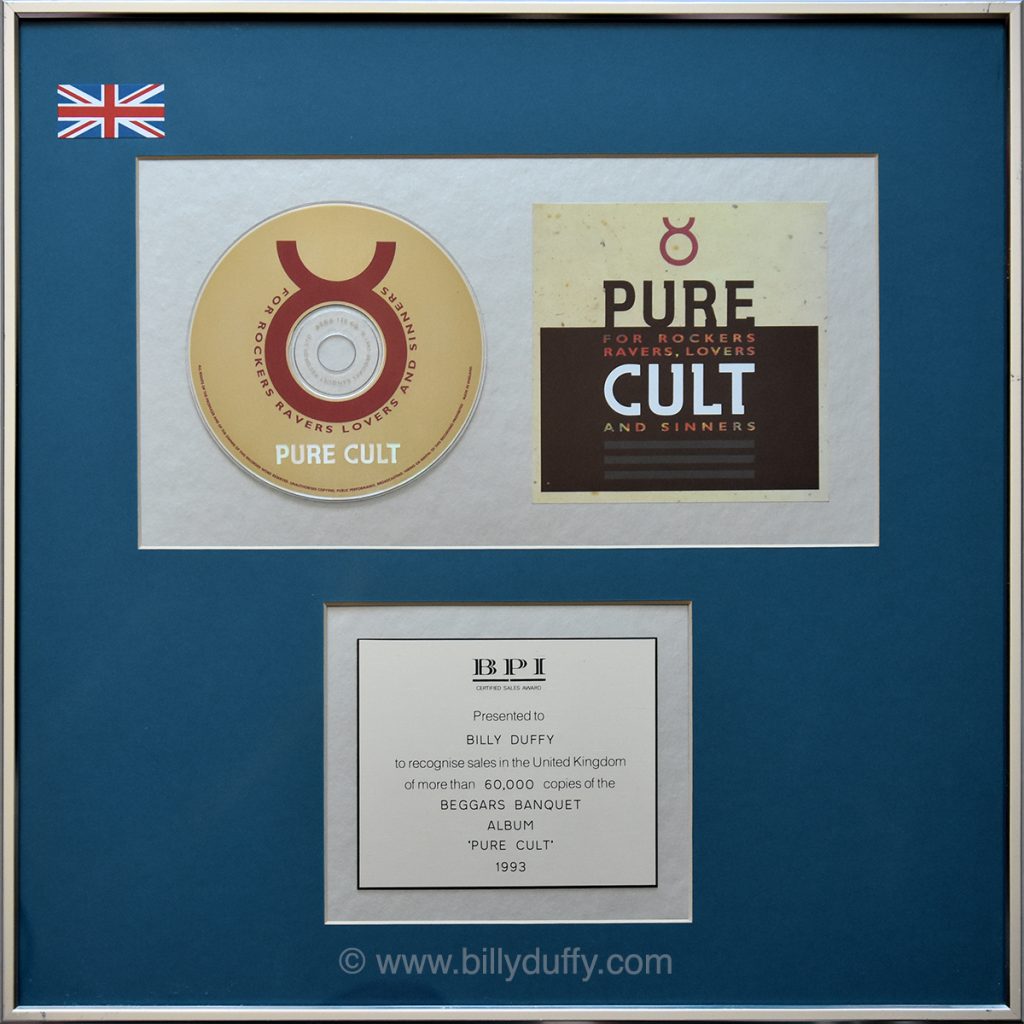 Billy Duffy's UK 'Pure Cult' Silver Disc