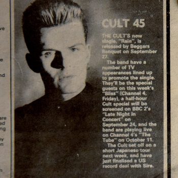 Press cutting from the Rain single launch
