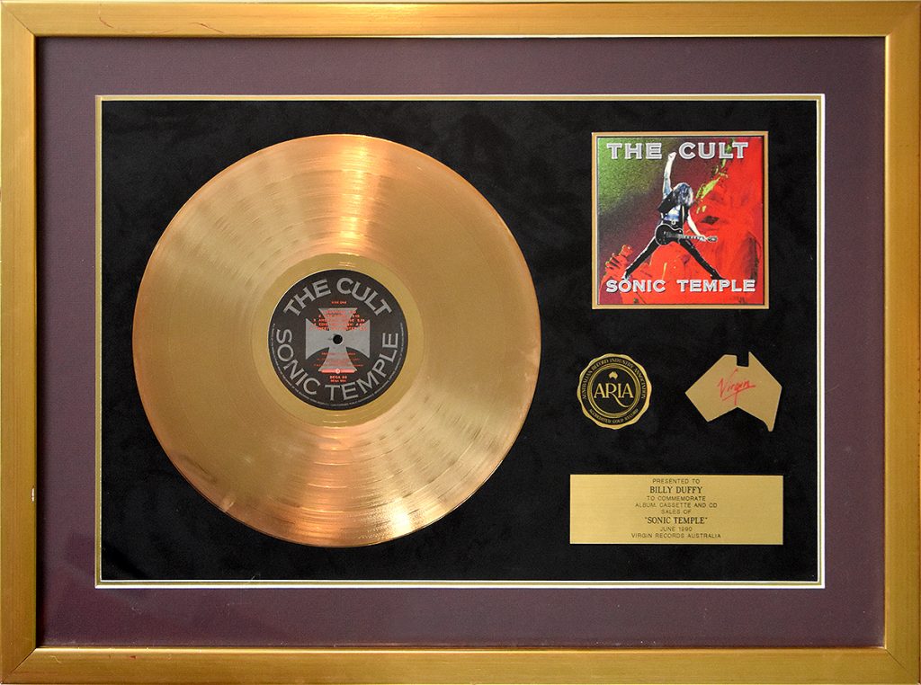 Billy Duffy's Australian Gold Disc for The Cult 'Sonic Temple' album