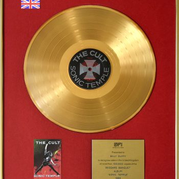 Billy’s UK Gold Disc for The Cult ‘Sonic Temple’