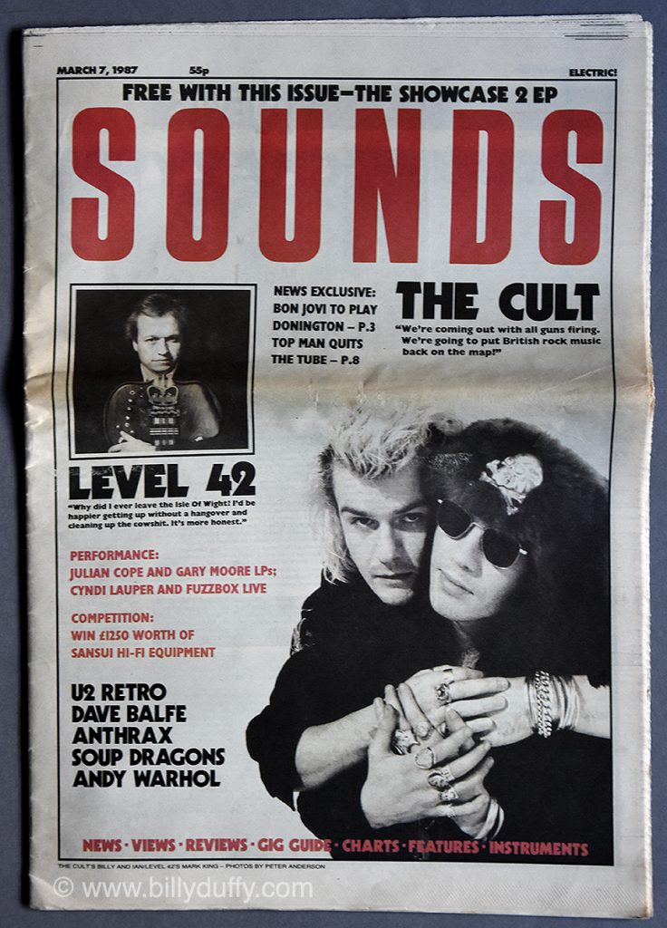 The Cult on Sounds Cover - March 87